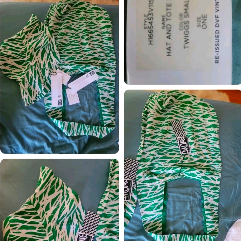 Diane Von Furstenberg Tote & Hat Beach Set Reissued Vintage Twig Print + Bonus!